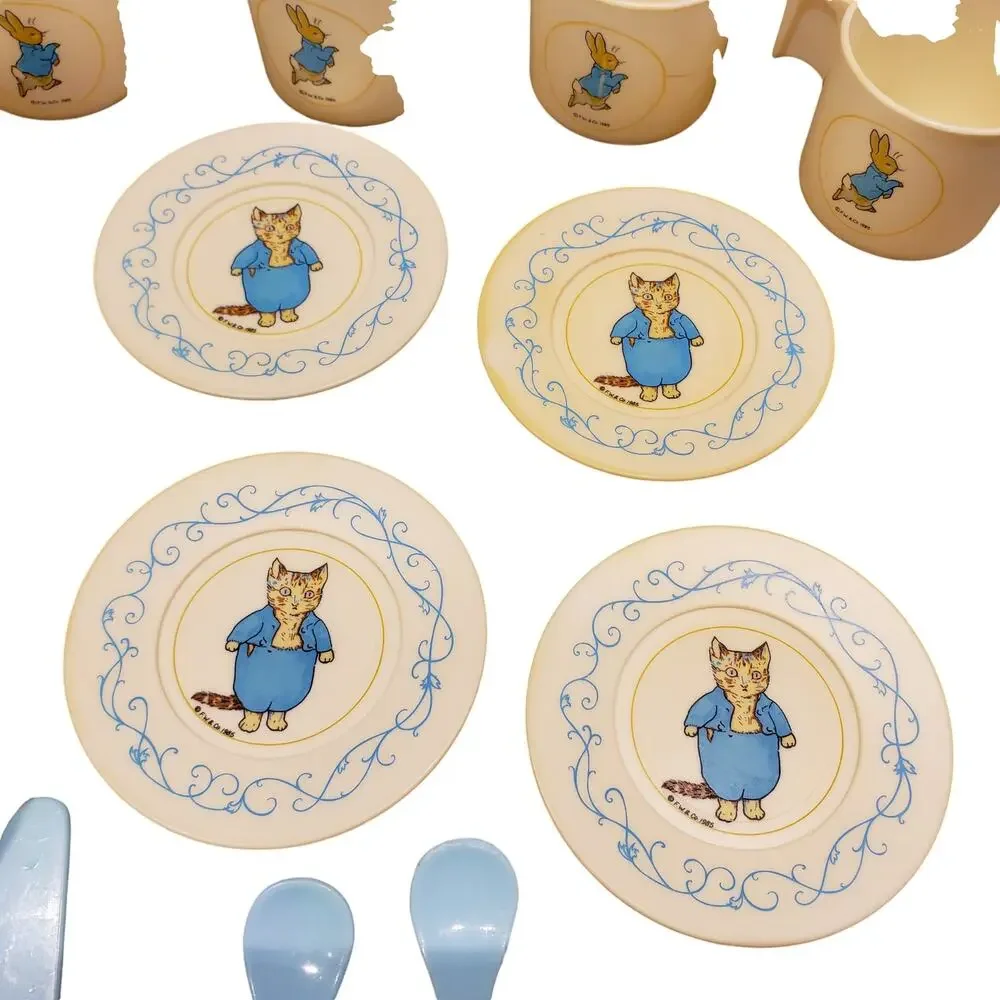 Vintage Peter Rabbit Toy Tea Set 1983 by Bluebird England Imported Very Rare